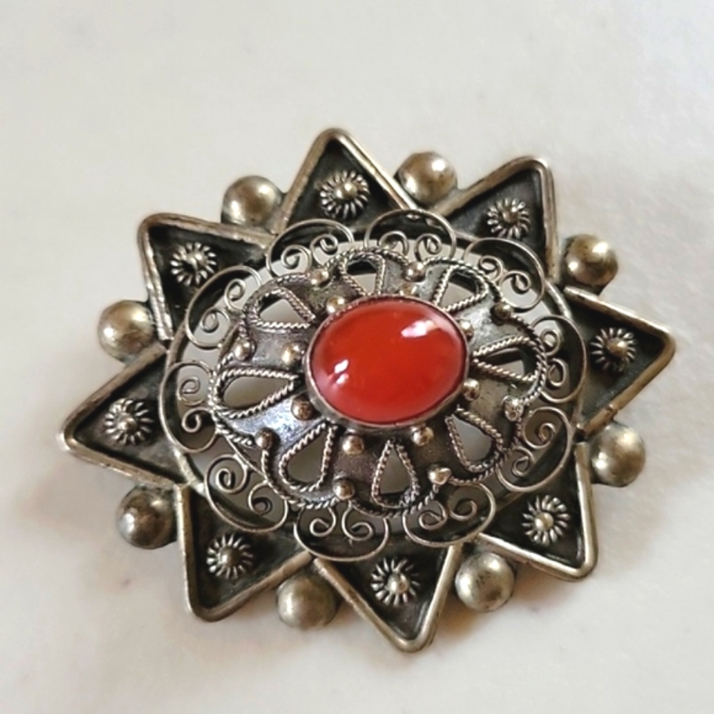 Antique Sterling 800 European Brooch